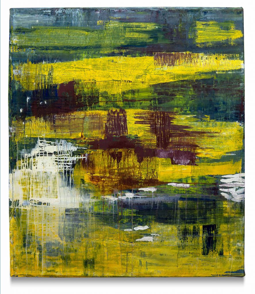 Oil painting titled "Composition Green" by artist Axel Scheins
