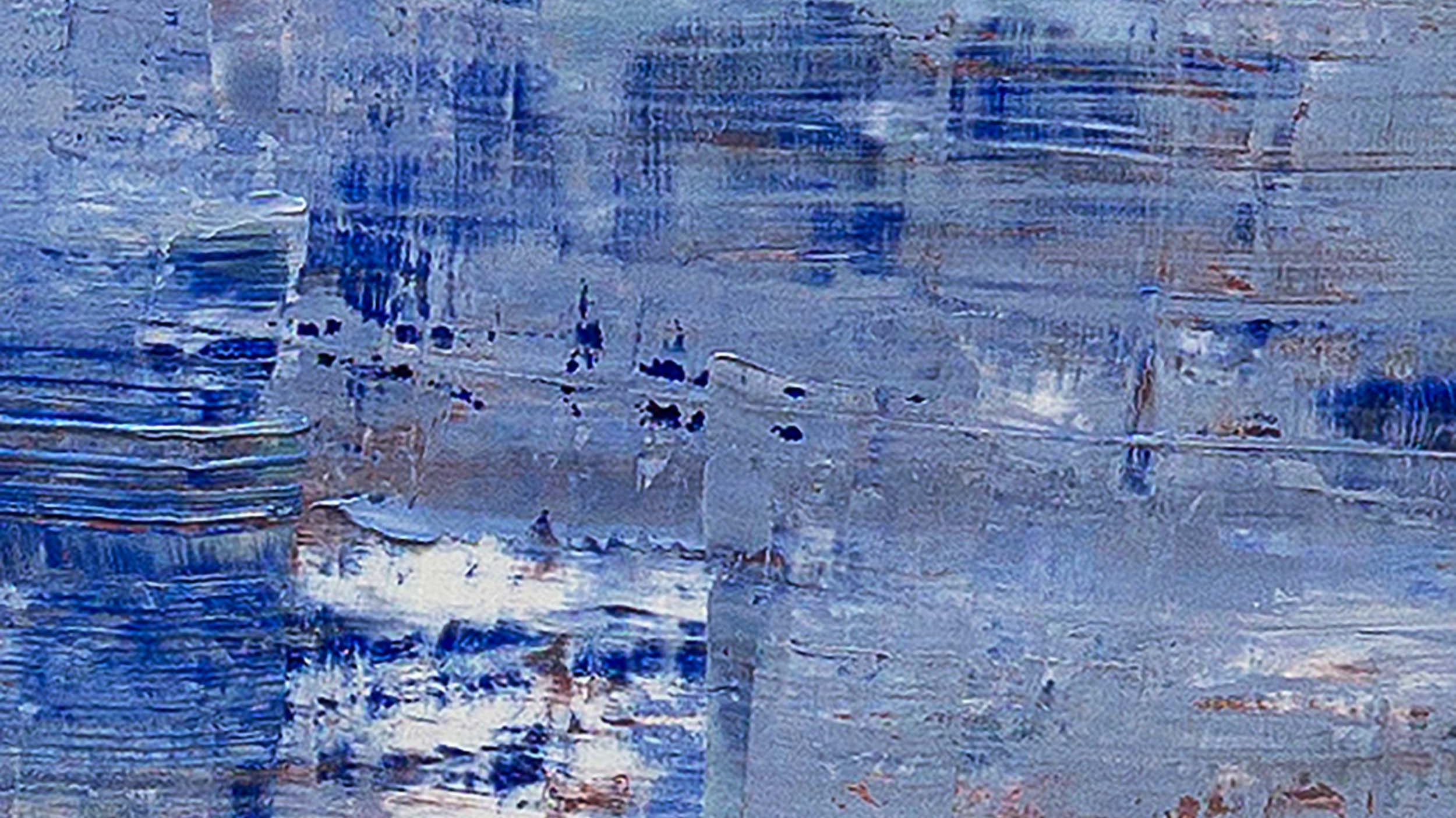 Detail of an blue oil painting by artist Axel Scheins