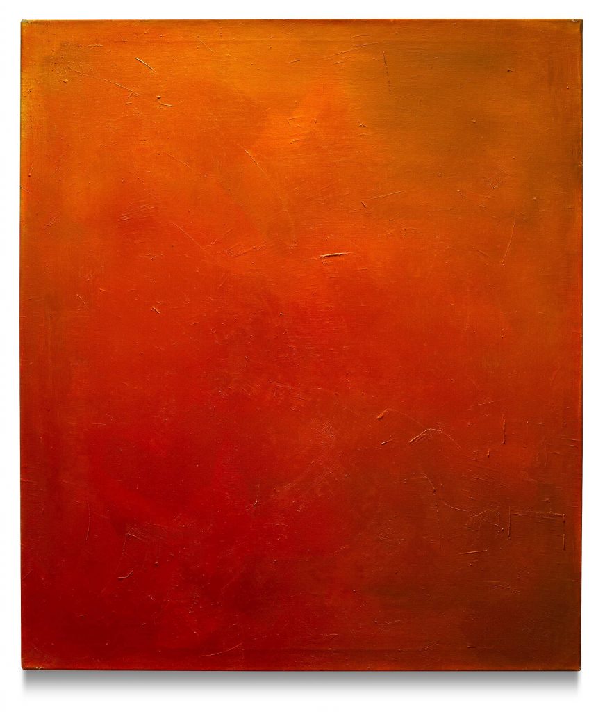 Oil painting titled "Mono Orange" by artist Axel Scheins