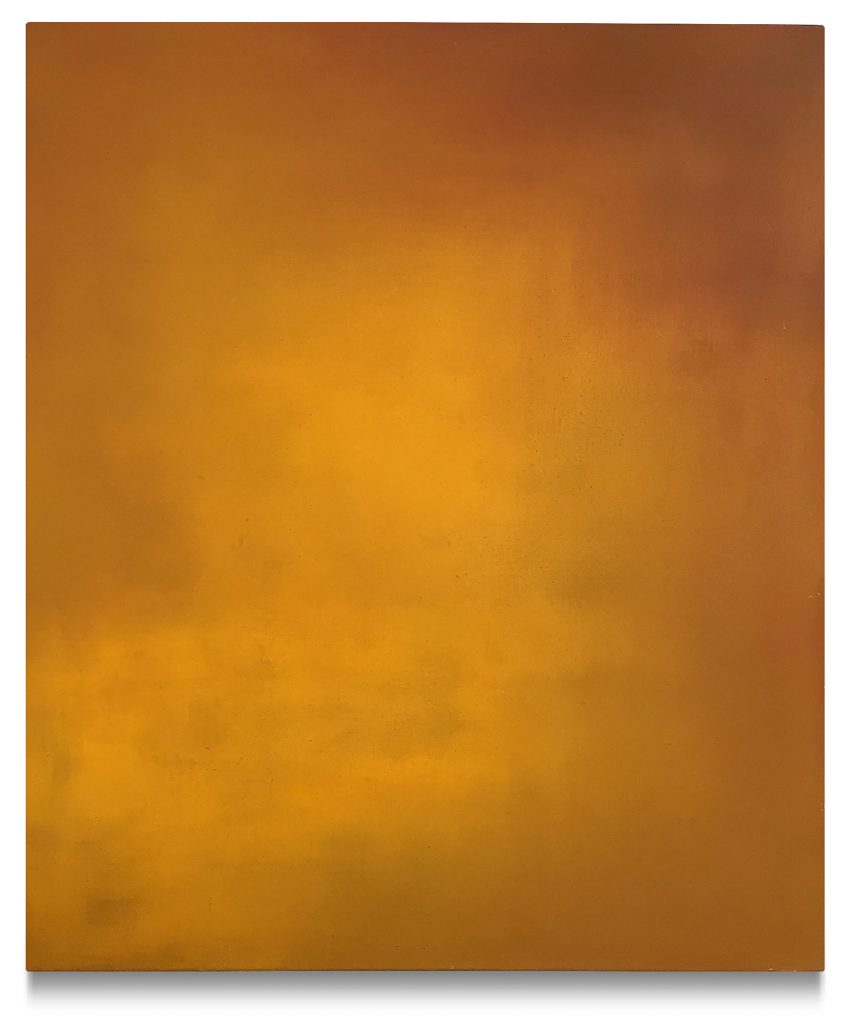 Oil painting titled "Mono Yellow" by artist Axel Scheins