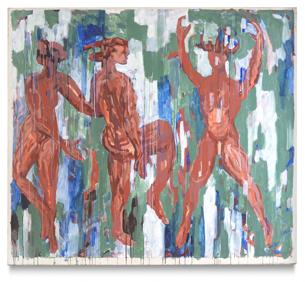 Oil painting titled "Raindancers" by artist Axel Scheins